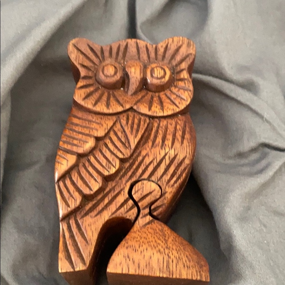Owl wood puzzle storage